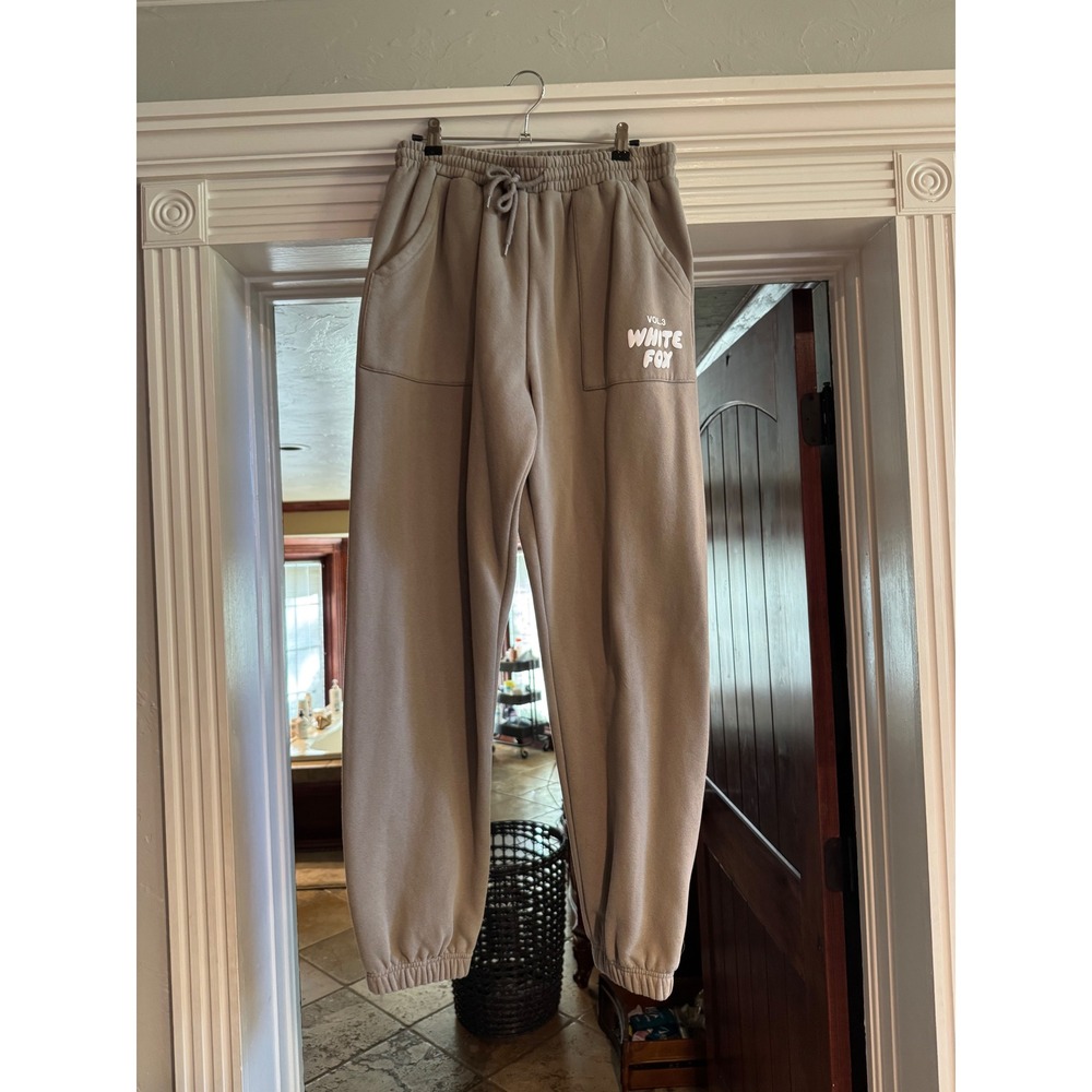White Fox Boutique Vol 9 Sweatpants Taupe Brown Joggers High Waisted Pockets